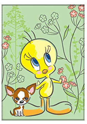 Ata-Boy Looney Tunes Magnet – Tweety on Green mit Hund, 6,3 x 8,9 cm, Magnet für Kühlschränke, Whiteboards und Spind-Dekorationen