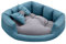 Salla Bett für Hunde & Katzen, Eckbett, Waschbares Hundebett, Kuschelbett für Haustiere, Flauschig & Kuschlig, Kuschelkörbchen mit Kissen, Katzenbett mit Kissen in Schleifenform, Seefarbe, 70 x 70 cm