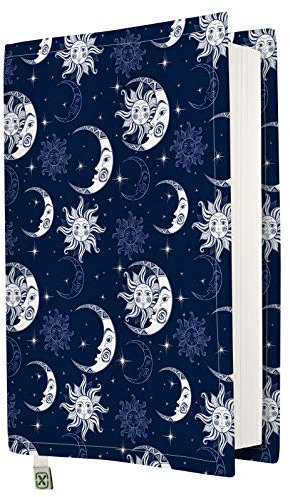 Cubierta de libro – Cubierta dura para libro, tela lavable, impermeable, protector de libro – acolchado (Star & Moon, M)