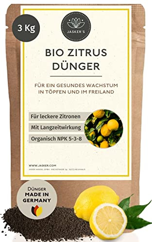 Bio Zitrusdünger 3 Kg - Langzeit Granulat - 100% Bio-Dünger für Zitruspflanzen mit viel Kalium - Organischer Zitruspflanzendünger mit Vinasse für Zitronenbaum - Zitronendünger - Citrus Dünger