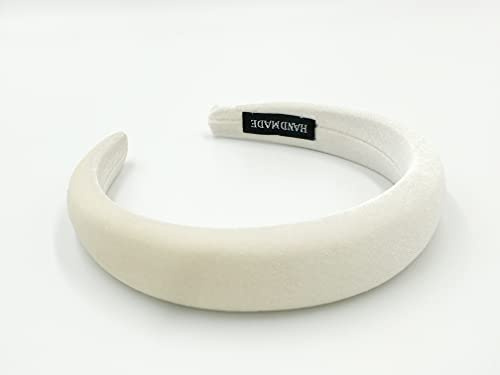 HABAC STUDIO- Headbands for Women Hair Accessories for Women Hair bands for Girls Headbands Velvet Sponge Small 3cm Wide. (IVORY)
