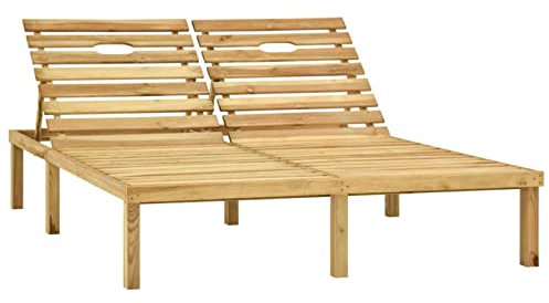 Homgoday Gartenliege mit Tisch aus Kiefernholz, imprägniert, Holzsessel für den Garten, Außenbereich, Holz, Liegestuhl, Doppelliege