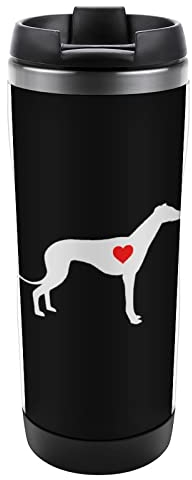Greyhound Dog Heart Travel Mug Stainless Steel Coffee Cup Insulation Tumbler Thermal Mug for Tea Juice