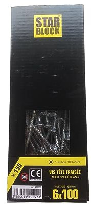 Vis bois/agglo Starblock Torx 6x100 150pcs