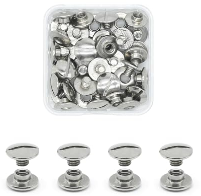 JINTANG 20pcs remaches de tornillo,M5x2mm remaches para cuero,Tornillo Chicago Remache,Se utiliza para la artesanía de cuero DIY bolsa de ropa, zapatos, libros, y la decoración (plateado)