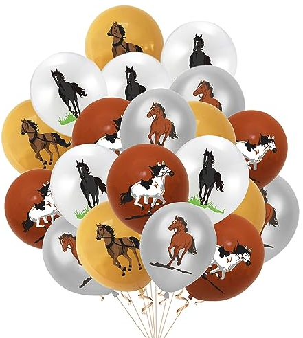 VIKY® Pferde Geburtstagsdeko Luftballon, 20 Stück Pferde Deko Kindergeburtstag Luftballons, Lustige Braun Pferd Ballon Geburtstag Set,Geburtstagsdeko Junge Mädchen, Kinder Geburtstag Party Decoration