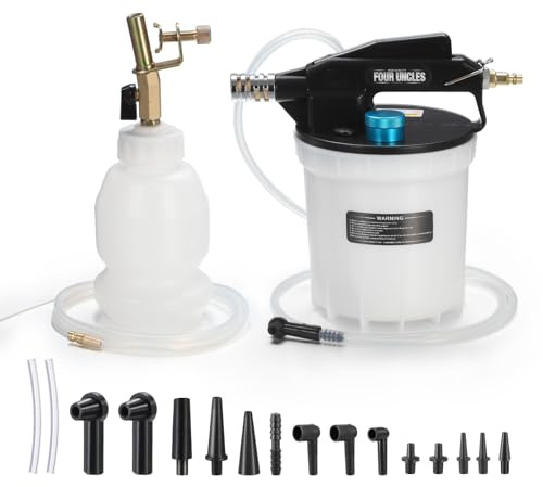 FOUR UNCLES Brake Bleeder Vacuum Pump Kit - Pneumatic Brake Fluid Extractor with 1L Refilling Bottle for Brake Fluid Bleeding, One-Person Operation