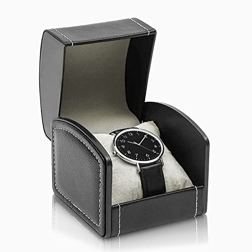 WisePoint Scatola Orologi, PU Porta Orologi da Viaggio in Pelle Scatola Porta Orologi con Cuscino Rimovibile, Quadrato Custodia Orologio per la Maggior Parte Degli Orologi e Smart Watch (Nero)
