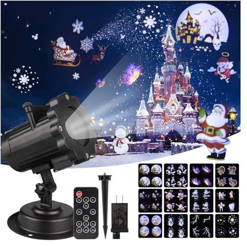 Projecteur GOBO Projecteur de noël à Effet Animat, projecteur de scène à 12 Motifs, IP65, intérieur/extérieur, fête d'halloween