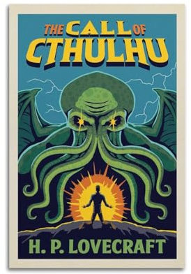 koanga Vintage Literarische Poster The Call Of Cthulhu, dekoratives Gemälde, Leinwand-Wandposter und Kunstdruck, modernes Familienschlafzimmer-Dekor-Poster, 50 x 75 cm