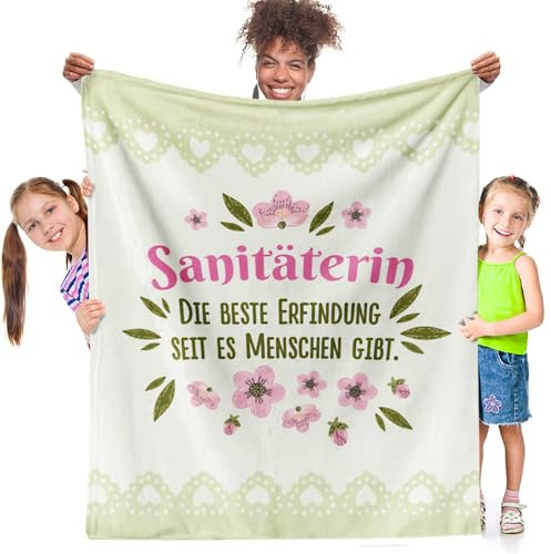 Facepot Sanitäterin-Geschenk Kuscheldecke (130x150cm) - Geschenke für Heldin im Rettungsdienst zum Geburtstag, Ruhestand oder Dankeschön - Sanitäterin Die Beste Erfindung Seit Es Menschen Gibt