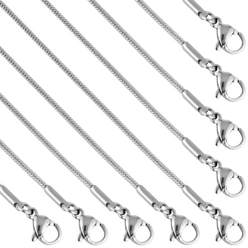 SUNNYCLUE 12 PAQUETE 20 PULGADAS/ 0.5 M 1 mm Collar de Cadena de Serpiente de Acero Inoxidable Cadenas para Hacer Cadenas Cierres de Pinza de Langosta de Metal Plateado Cadenas Por Cable Collares A Gr