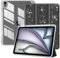 TiMOVO Funda para iPad Air 11 Pulgadas (M3/M2-2025/2024),iPad Air 5ª/4ª Generación (2022/2020) 10.9'', Funda Delgada Trasera Transparente y Runura para Lápiz, Auto Activación/Reposo, Brillo Negro