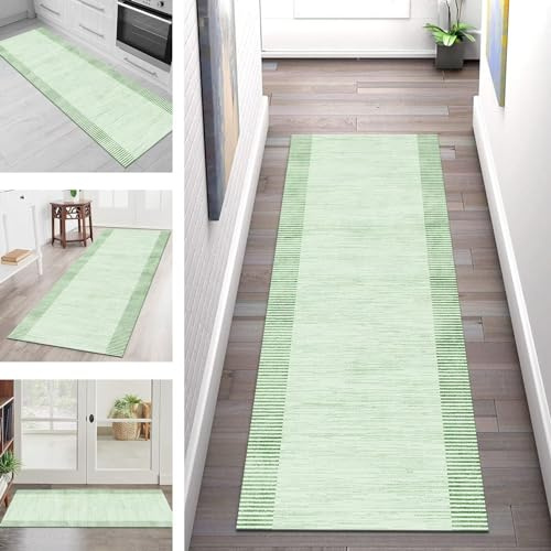 Teppich Läufer Küche Flur Wohnraum Teppichläufer Lang Küchenteppich Rutschfest Waschbar Grün Läufer Rug Teppichmatten 50X150CM Küchenläufer Meterware Flurteppich Abstrakte Wohnzimmer Schlafzimmer