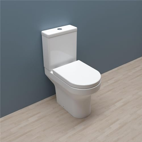 Bathroom Rimless Round Close Coupled Toilet Pan Soft Close Seat Cistern WC