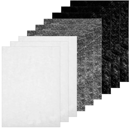 Giantree 9 Stück Filzblätter zum Basteln, 1mm Dickes Filzstoff Bastelfilz 30x20cm Filz zum nähen Bastelfilz Filzstoff Filzblättern für Handarbeit DIY-Nähprojekt (schwarz grau weiß)