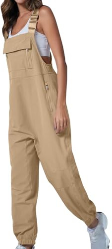 Work Overalls for Women Loose Fit Adjustable Straps Cargo Jumpsuit Work Utility & Safety Dungarees & Coveralls Ladies Casual Bib Rompers with Zippered Pockets Hiking Playsuits Suspender Long Trousers