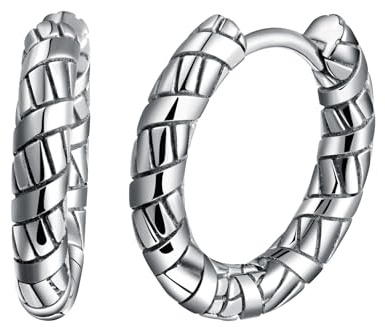 Yumilok Klein Seil Muster Creolen Ohrringe Punk Damen Mädchen Kreolen Ohrringe Huggie Earrings Ohrringe Ohrstecker Piercing Hypoallergenen Knorpel Ohrringe