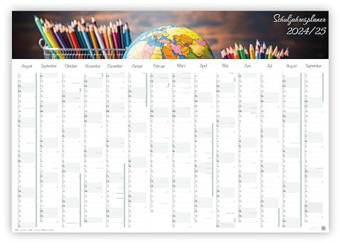 2er Pack: JORANI® Schuljahresplaner 2024 2025 – Bundeslandspezifisch – Schulkalender – L & XL – Gerollt – Für Lehrer und Schüler – Handmade in Germany