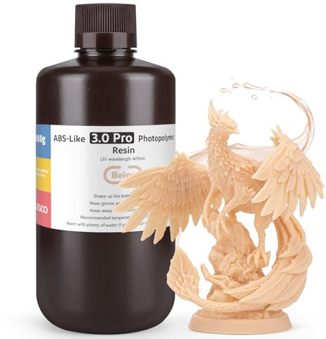 ELEGOO ABS-Like Resin 3.0 Pro, UV-Härtendes 3D Resin mit Hohe Präzision, Nicht Spröde, Nicht Giftig für LCD/DLP 3D Drucker Photopolymer Harz Beige 1000g