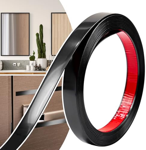 JSIWOTH Zierleisten Selbstklebend, Kantenschutz Leisten, Flexible Selbstklebender Dekorationsleiste für Türen, Fenster, Spiegelrahmen, Wände, Decken, Böden, Fliesen, Ränder, Matt Schwarz, 2cm × 6M
