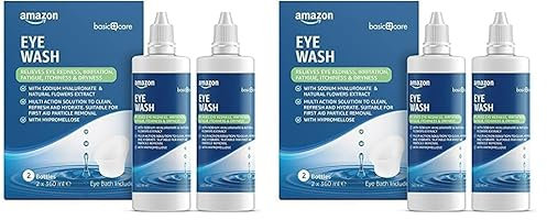 Amazon Basic Care Lave-œil avec de l'hyaluronate de sodium et des extraits de fleurs naturels, 360 ml (Lot de 4)