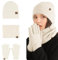 UieaMsio Mütze, Schal & Handschuh-Sets für Damen,Mütze Schal Handschuhe Damen Set,Winter Warm Beanie MützeWeihnachtsgeschenke für Familie und Freunde (Beige)