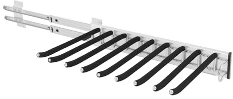 Hosenauszug Hosenhalter ausziehbarer Hosenbügel Hosenauszug mit rutschfeste Beflockung 14-16kg Tragfähigkeit für Kleiderschrank 9 Stangen (Rechts Einbau)