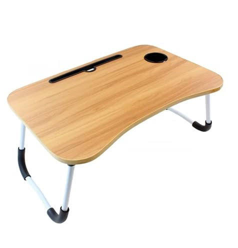 WENYOG Klappbarer Betttisch Multifunktions-Tisch, tragbar, faltbar, 60 x 40 cm, Computertisch, Bett-Leseständer for Sofa, Küchentisch(Wood)