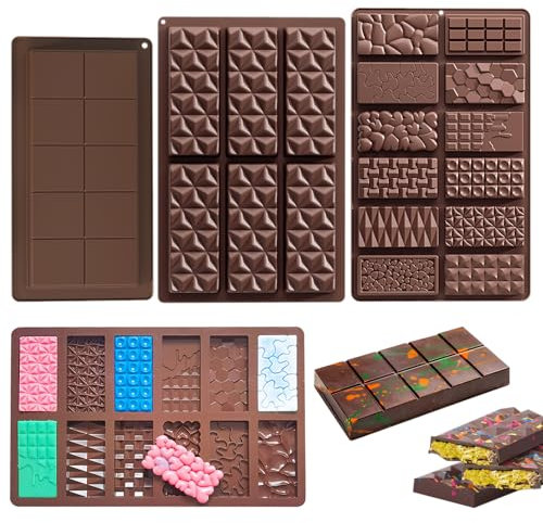 Fyfjur Moule Tablette Chocolat, 3 Pièces Moule Chocolat Tablette, Moule Silicone Tablette De Chocolat, Moule à Tablette De Chocolat, Ensemble De Fabrication De Chocolat Sans BPA, 3 Spécifications