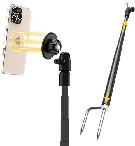 LYFICCS Ground Golf Monopod Phone Holder with Spike Stake, Record Golf Swing Selfie Stick with Magnetic Phone Mount for iPhone 16/15/14/13 Pro Max, Galaxy S24/S23/S22 and Other Mobile Phone