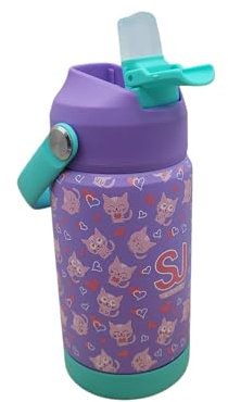 PELLECCHIA 1969 | Borraccia Termica con Portaborraccia per SJ Seven Boy and Girl da 350 ML | Non contiene BPA. Acciao INOX 304. (Gattino)