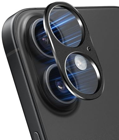 YealRed Kameraschutz Kompatibel mit iPhone 16 / iPhone 16 Plus, 9H Metalle Kamera Schutzrahmen Keine Auswirkung auf das Schießen Kamera Schutzfolie für iPhone 16/16 Plus - 1 Stück (Schwarz)