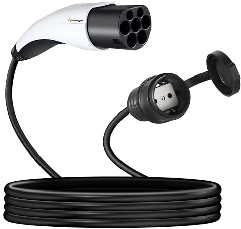GUWIEYG Adattatore da Tipo 2 a Schuko, [4 m|16 A|3,5 kW] Cavo IEC 62196 a presa Schuko per bici Elettriche e Monopattini Elettrici, Scaricatore di Stazione di Tipo 2