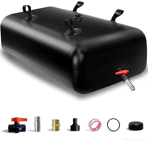 113L/30 Gal Water Bladder Tank, Foldable Portable Water Storage Container | 2000D PVC Water Tank for RV, Truck Bed, Camping, Agricultural Irrigation, Firefighting, Drought Relief, Black