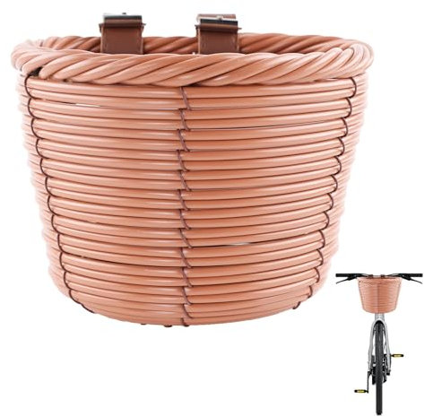 QINGYIWL Fahrradkorb für Kinder, 16 * 13 * 12.5cm Mini Fahrradkorb Geflochten 18 Zoll Abnehmbar Kinder Fahrrad Zubehör für Junge und Mädchen Braun
