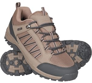Mountain Warehouse Path Mens Walking Shoes - Waterproof Gym Shoes, Breathable Running Shoes, Mesh Lining with High Traction Sole Hiking Boots - for Stability & Grip Dark Beige Adult Shoe Size 7