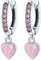 CYMYSS Ohrringe Silber 925 Hängend Zirkonia Ohrringe Earrings Ohrhänger Silber 925 Hängeohrringe für Damen Geschenk für Frauen Freundin Mama (Rosa Herz)