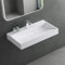 Mai & Mai Lavabo Suspendu Blanc 70x46x11cm Vasque à Poser Rectangulaire avec Perçage pour Robinet avec Bonde et Cache Bonde Col19