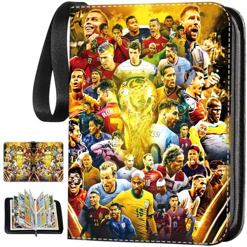 Fussball Karten Sammelalbum, Tragbar SammelKarten Album, 50 Seiten 400 Karten Kapazitä PU Wasserdicht Fußball karten Sammelalbum, Sammelkarten Ordner Ein tolles Geschenk für Fußballfans und Kinder.