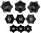 Sternförmige Kopfknöpfe, Mutter festziehen, Pflaume, Muttern von Hand festziehen, Griffgewinde, Stern, mechanisch, schwarz, Flügelmuttern, Klemmknopf, manuelle Muttern M4, M5, M6, M8, M10, M12(Blind E