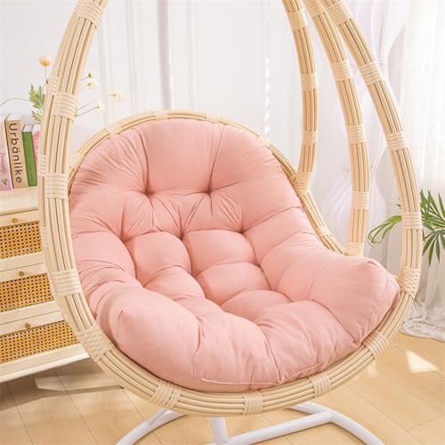 GYCF Eierstuhl Kissen, Schaukelsessel Kissen, Bequemer Hängesessel Auflage Outdoor Rattan, Bequemer Sitzkissen Indoor, Gartenstuhl Hängestuhl Rückenkissen,Pink 01,80 * 110cm