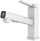 Blanc,Robinet De Salle De Bain À LED Avec Douchette Extractible, Robinet De Lavabo À 3 Modes, Poignée Unique, 1 Ou 3 Trous