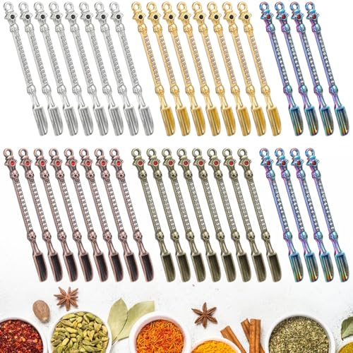 yeeplant 40 mini cucharas de pala vintage, pequeñas cucharas de metal para sal, arena, condimentos, 5 variantes de color