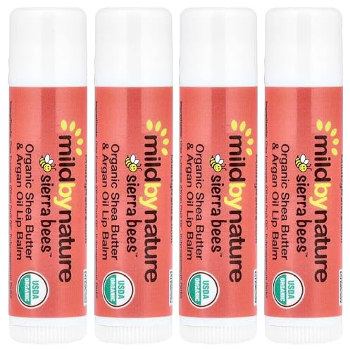 Sierra Bees™, Organic Lip Balms, Shea Butter & Argan Oil, 4 Pack, 0.15 oz (4.25 g) Each, Mild By Nature