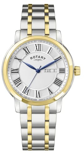 Rotary Men's Heritage Silver & Gold Plated Stainless Steel Bracelet Watch