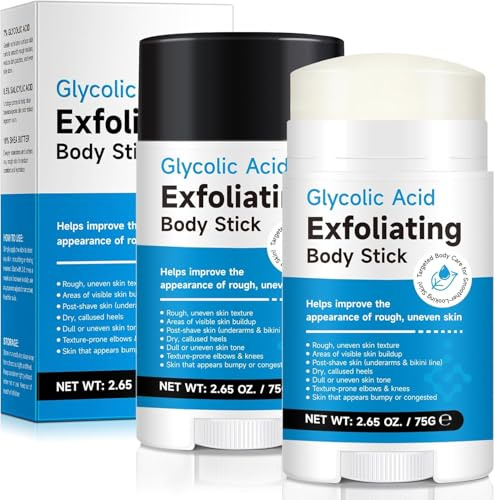 Der Glykolsäure-Peeling-Stick, reich an Glykolsäure, Salicylsäure und Sheabutter, glättet raue Haut und macht sie weich und geschmeidig.