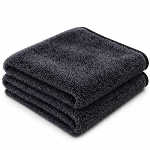 DAMIRCAO 2 Stück Mikrofasertücher 40 x 60 cm Grau, Saugstarkes Trockentuch | Saugstarkes Mikrofasertuch für Dusche, Bad, Auto, Duschkabine, Küche, Camping und schnelle Reinigung