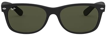 Ray-Ban RB2132 New Wayfarer Sunglasses,52 mm, Matte Black Frame/Blue-Grey Polarized Lens