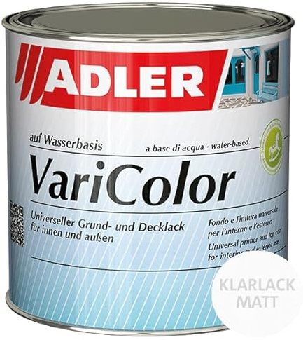 ADLER Varicolor 2in1 Acryllack für Innen und Außen - 2,5 l Farblos Glänzend - Wetterfester Lack und Grundierung - matt